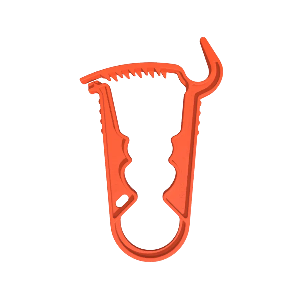 Close-up of neon red EZBREEZY™ clip for inflating and deflating one-way valve inflatables